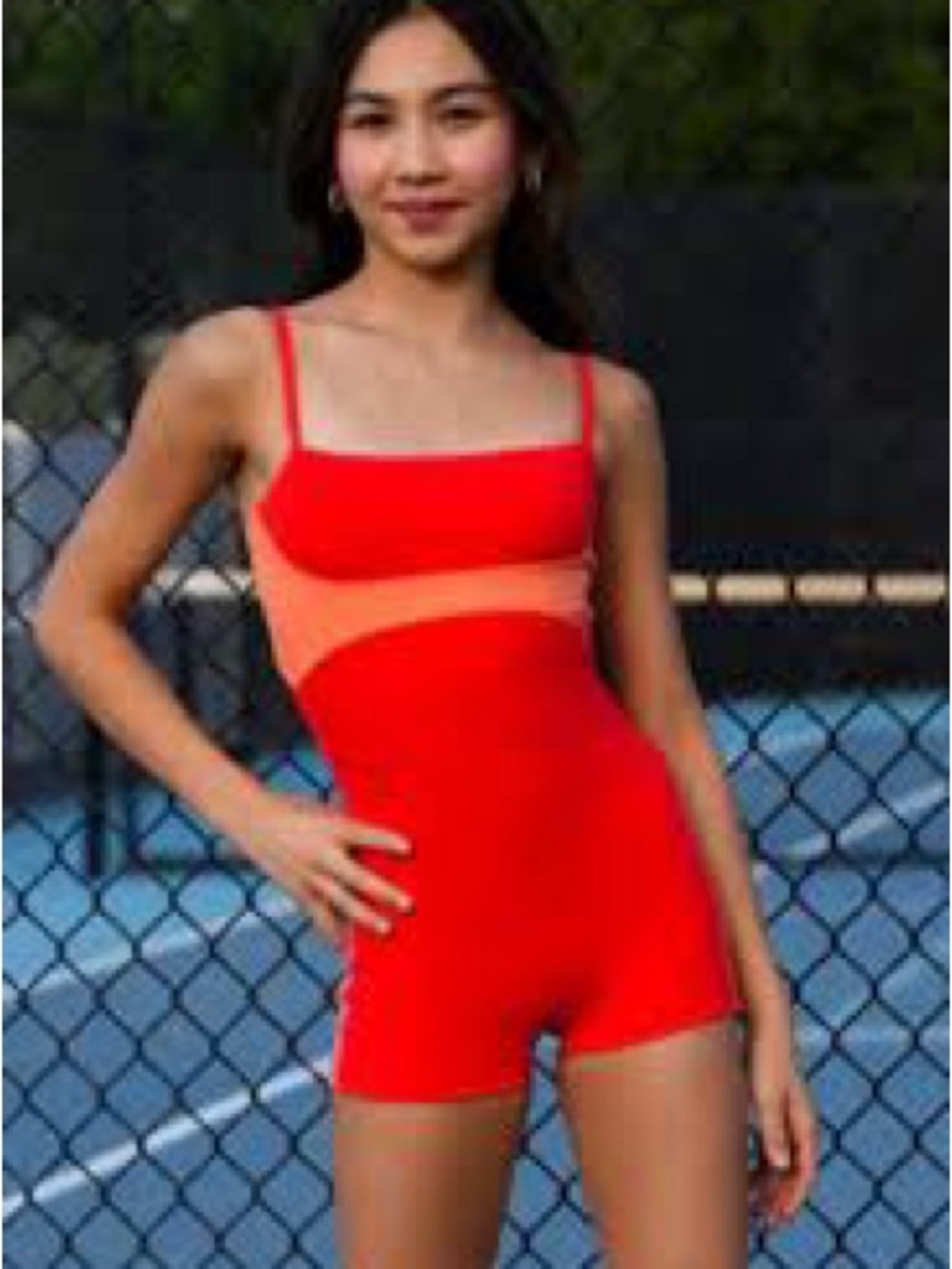 Jo+Jax Sunrise Uni - Orange & Red Unitard Biketard Size AXS Dancewear